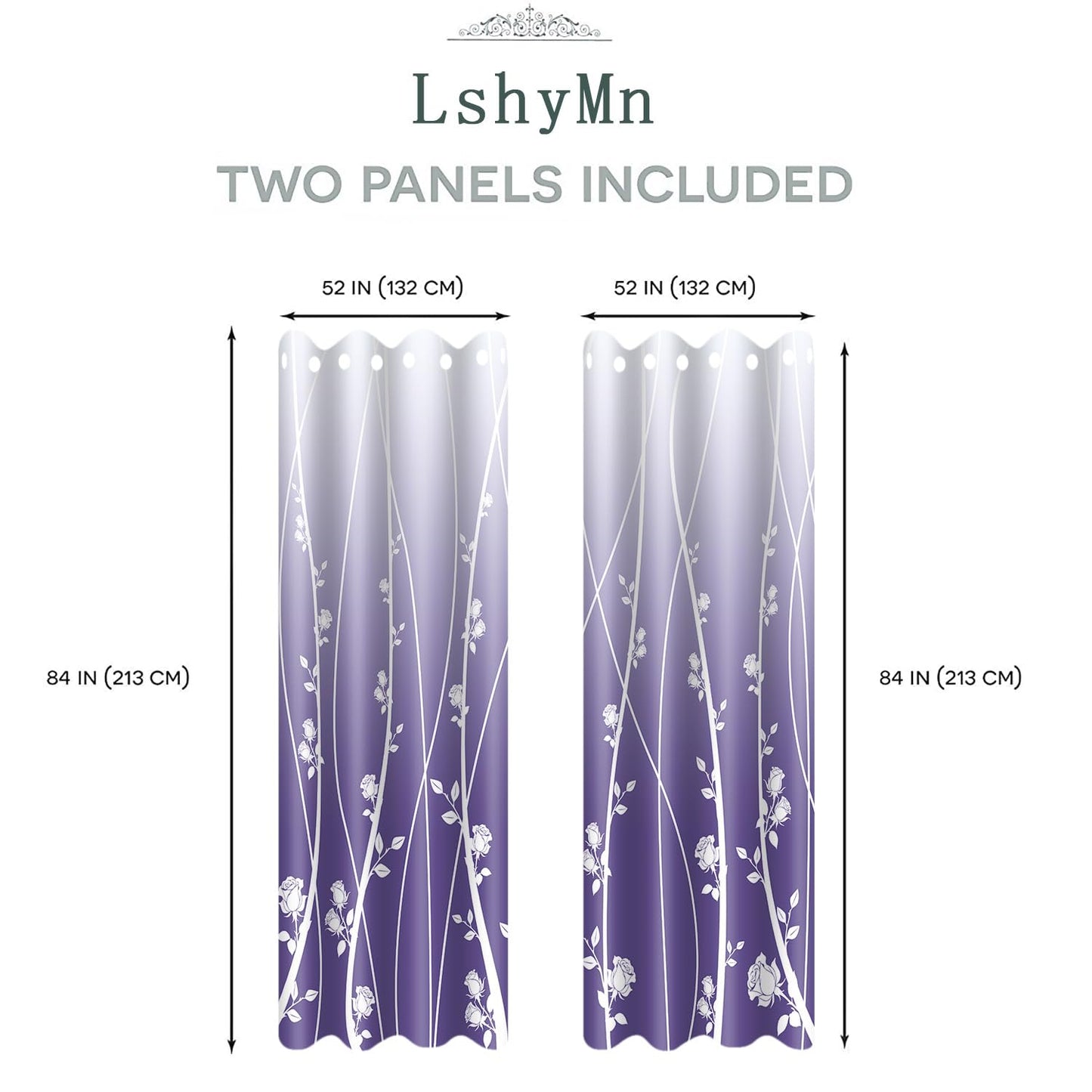 Gradient Flower Curtain Modern Simple Stripe Pattern Printed Curtains for Living Room Bedroom 2 Panel Set 52x84 Inches（Purple） CLLSMN318