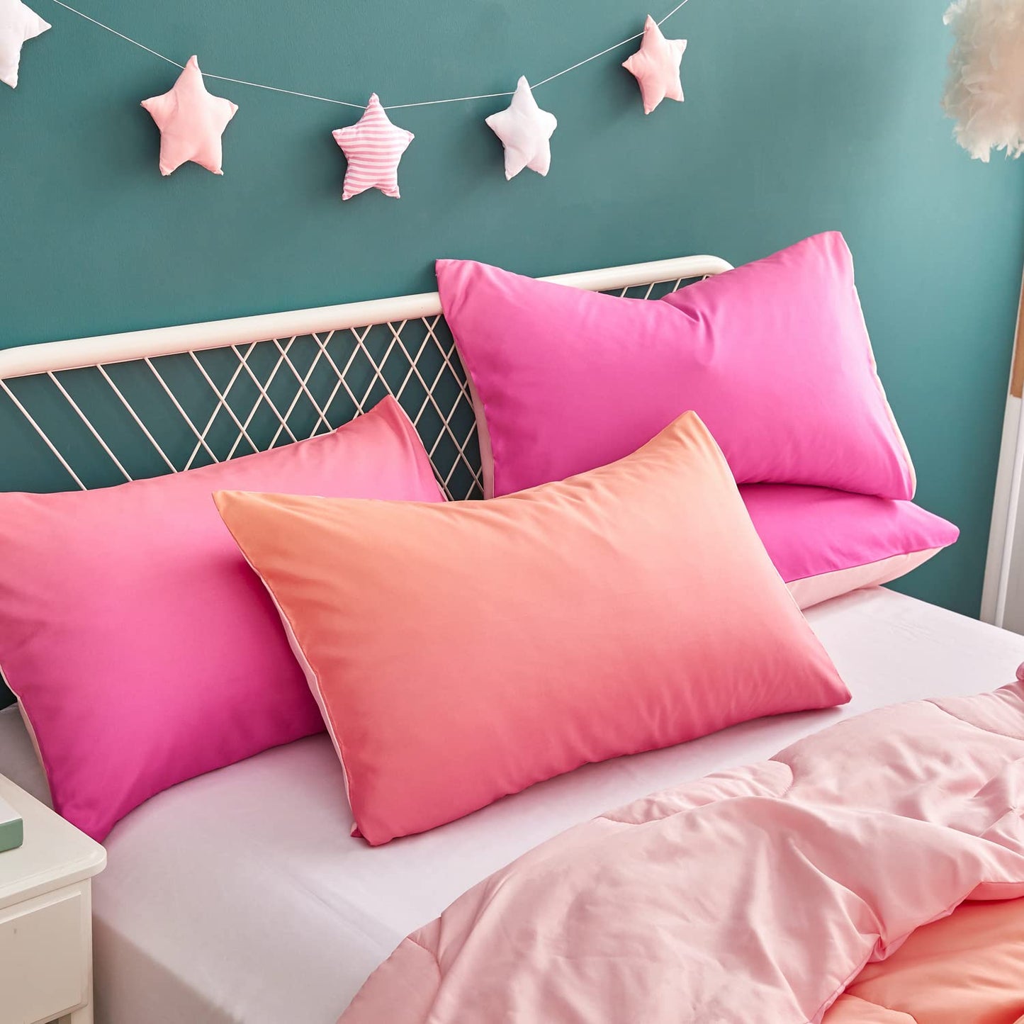 Yogeneg Rainbow Kids Comforter Sets Twin Size for Teen Girl Women, Pink Orange Ombre Comforter with Pillowcase,Ultra Soft Microfiber 2 Piece Bedding Set,All Season (Rainbow D, Twin)