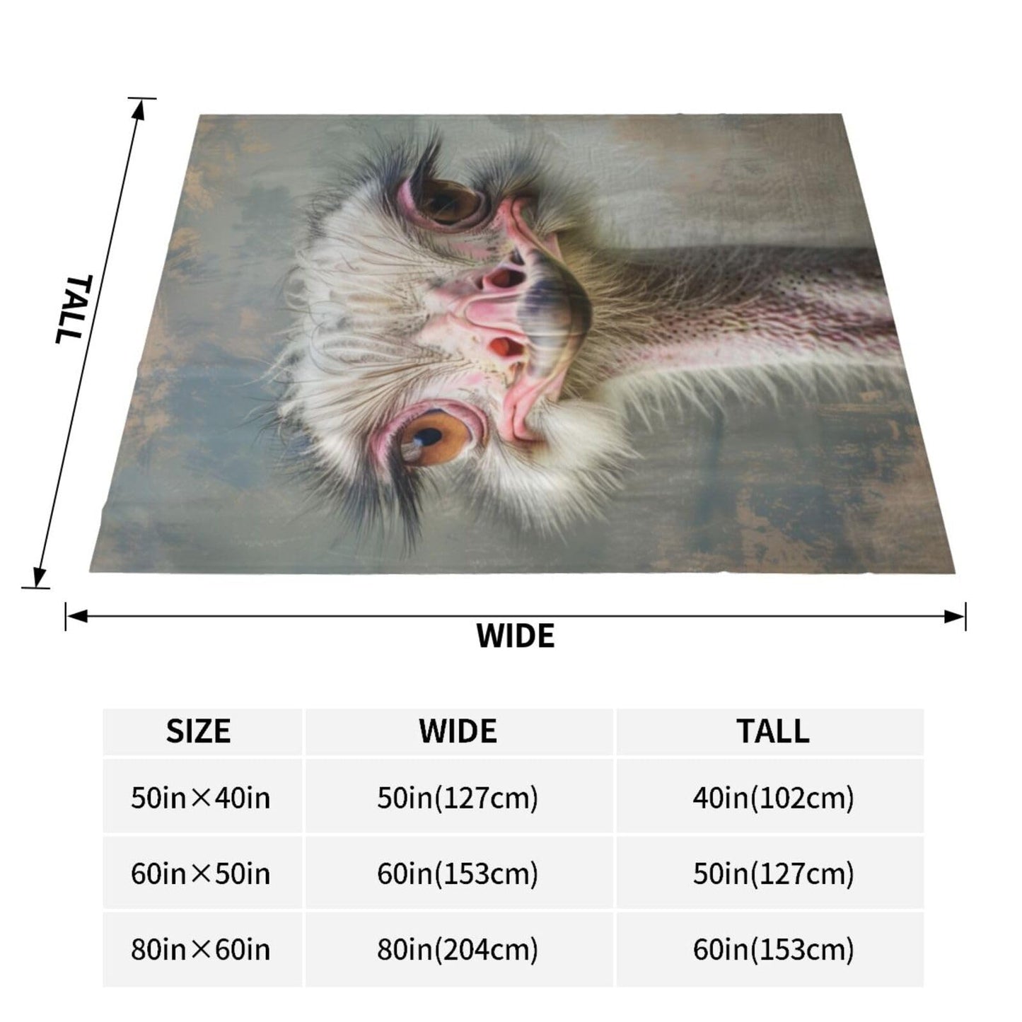 Funny Ostrich Blanket, Gifts for Women, Wildlife Animal Soft Lightweight Throw Blankets for Kids Girls, Travel Bed Living Room Decor, 50x60in