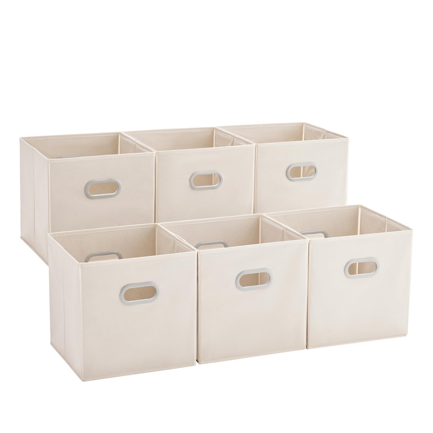 MAX Houser 6 Pack Foldable Fabric Storage Bins with Handles - Ideal for Closet Organization, Bedroom （Beige,12"x12"x12"）