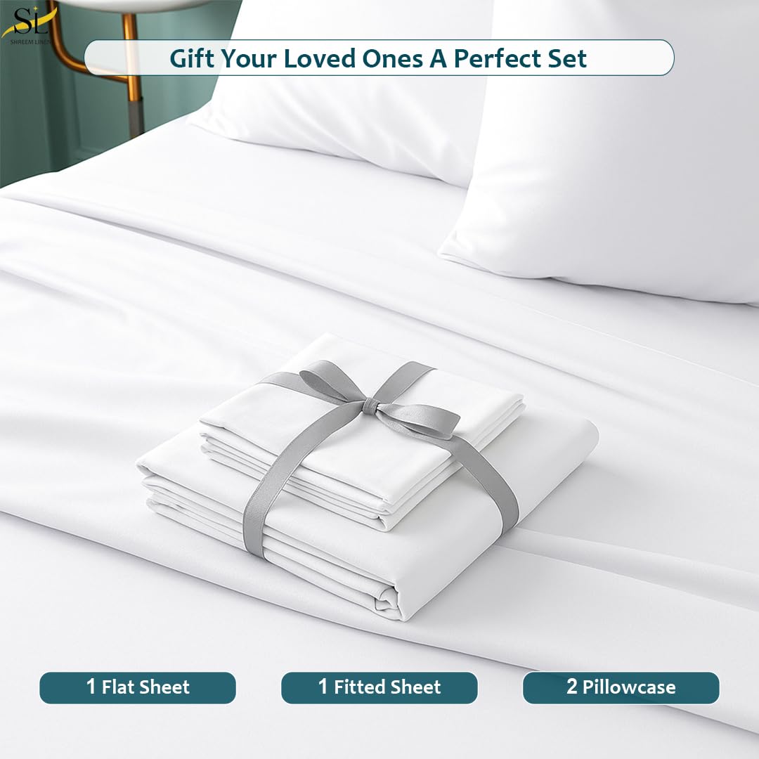 King Sheet Set - 4 Piece Ultra Soft Brushed Microfiber Bed Sheets - 15" Deep Pockets, Wrinkle-Free & Breathable for a Secure Fit Sheets & Pillowcases (King, White)