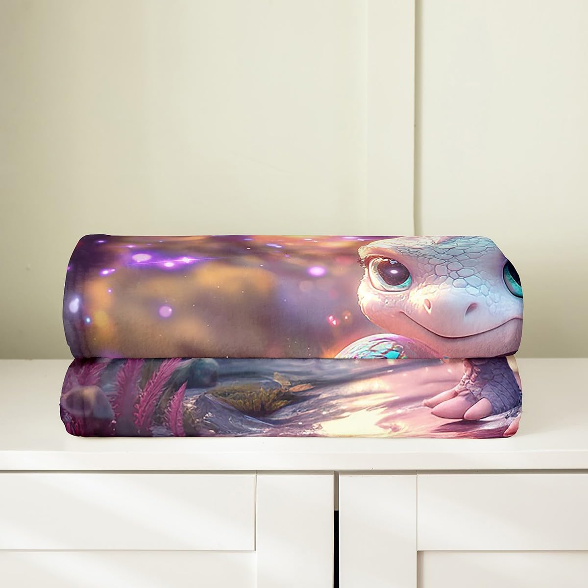Feelyou Dragon Plush Throw Blanket Queen 90"x90" Cute Flannel Fleece Blanket for Boys Girls Teens Wild Life All Season Bed Blanket Dragon Decor Blanket Room Decor Pink Purple