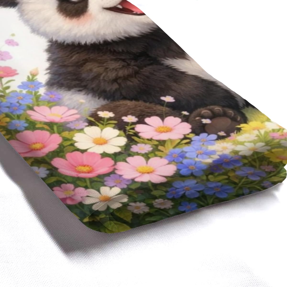 REZHOCH Fun Panda Shower Curtain 72x72Inch,Floral Home Bathroom Decor Spring Summer Garden Flowers Wisteria Rose Butterfly,Cute Animal Waterproof Fabric Bath Set with Hooks
