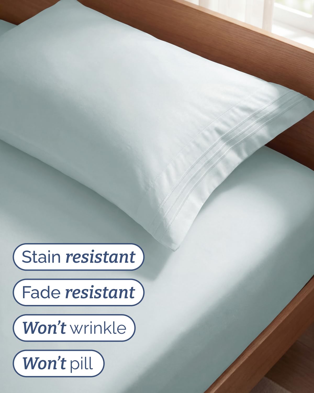 Twin Size 3 Piece Sheet Set - Comfy Breathable & Cooling Sheets - Hotel Luxury Bed Sheets for Women & Men - Deep Pockets, Easy-Fit, Extra Soft & Wrinkle Free Sheets - Ice Blue Oeko-Tex Bed Sheet Set
