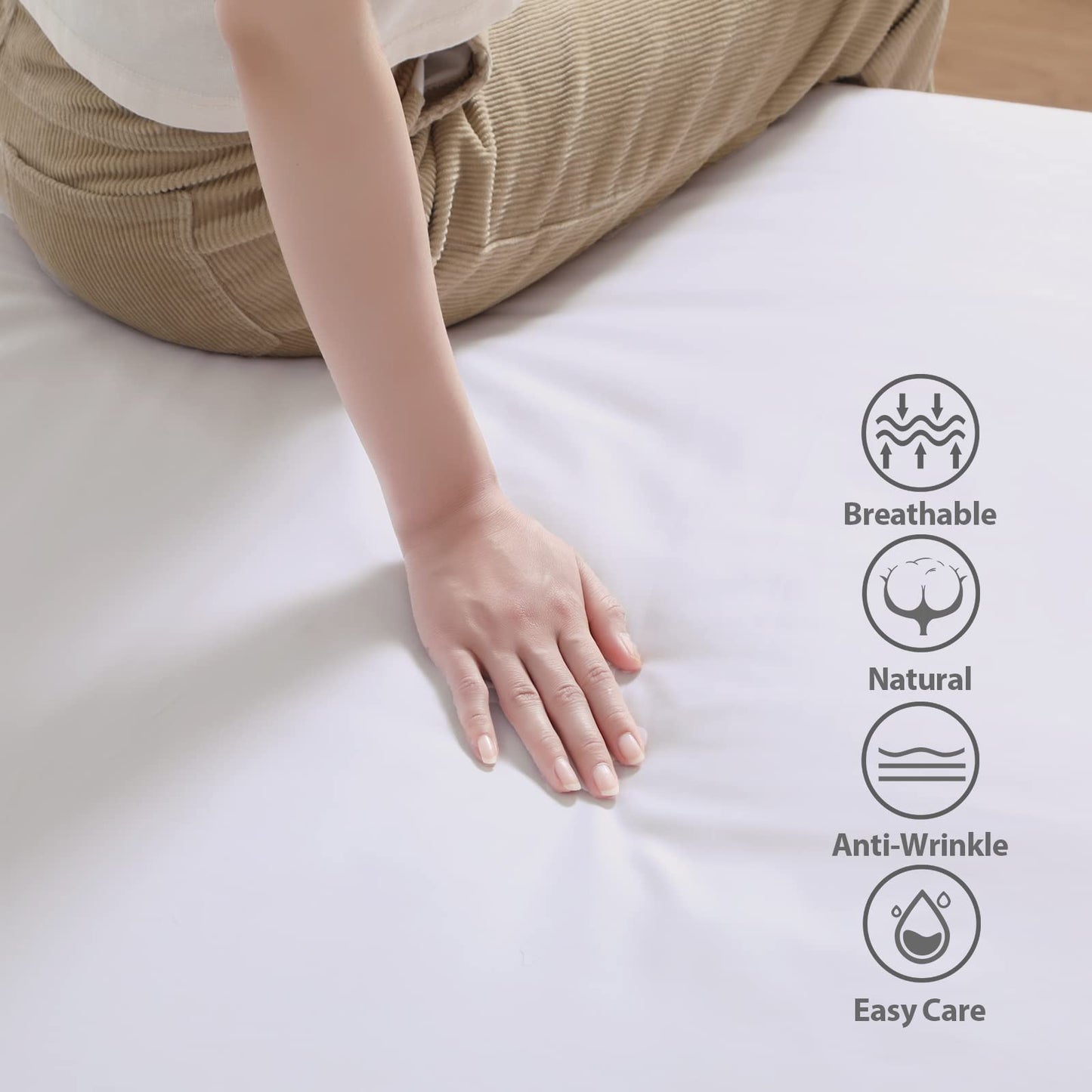 100% Egyptian Cotton Fitted Sheet Full Size White, 600 Thread Count, 8-16" Deep Pocket Sheet, Soft & Elastic Sateen Weave Bottom Sheet for Hotel & Home (White, 1 Pack Fitted Sheet Only, Full)