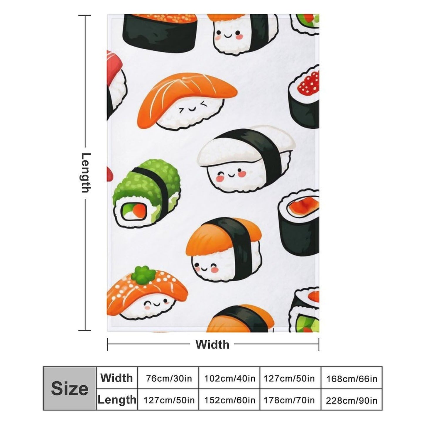 UTRSIFB Thick Carpet Chair Bedspreads Fashion Blanket Flannel Cover for Men and Women Cute Food Japanese Sushi
