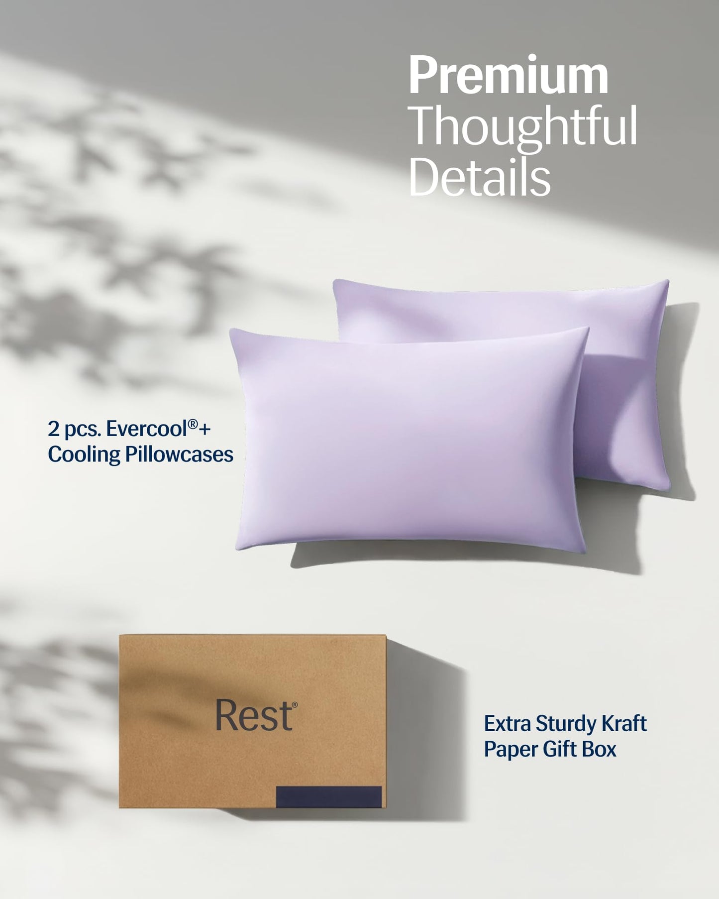REST Evercool+Cooling Pillowcases King Size 2PCS for Hot Sleepers & Night Sweats, Silver-Infused Fabric for Hygienic Sleep, Sensitive Skin, Silky Smooth for Curly Hair, (19x35 inches)