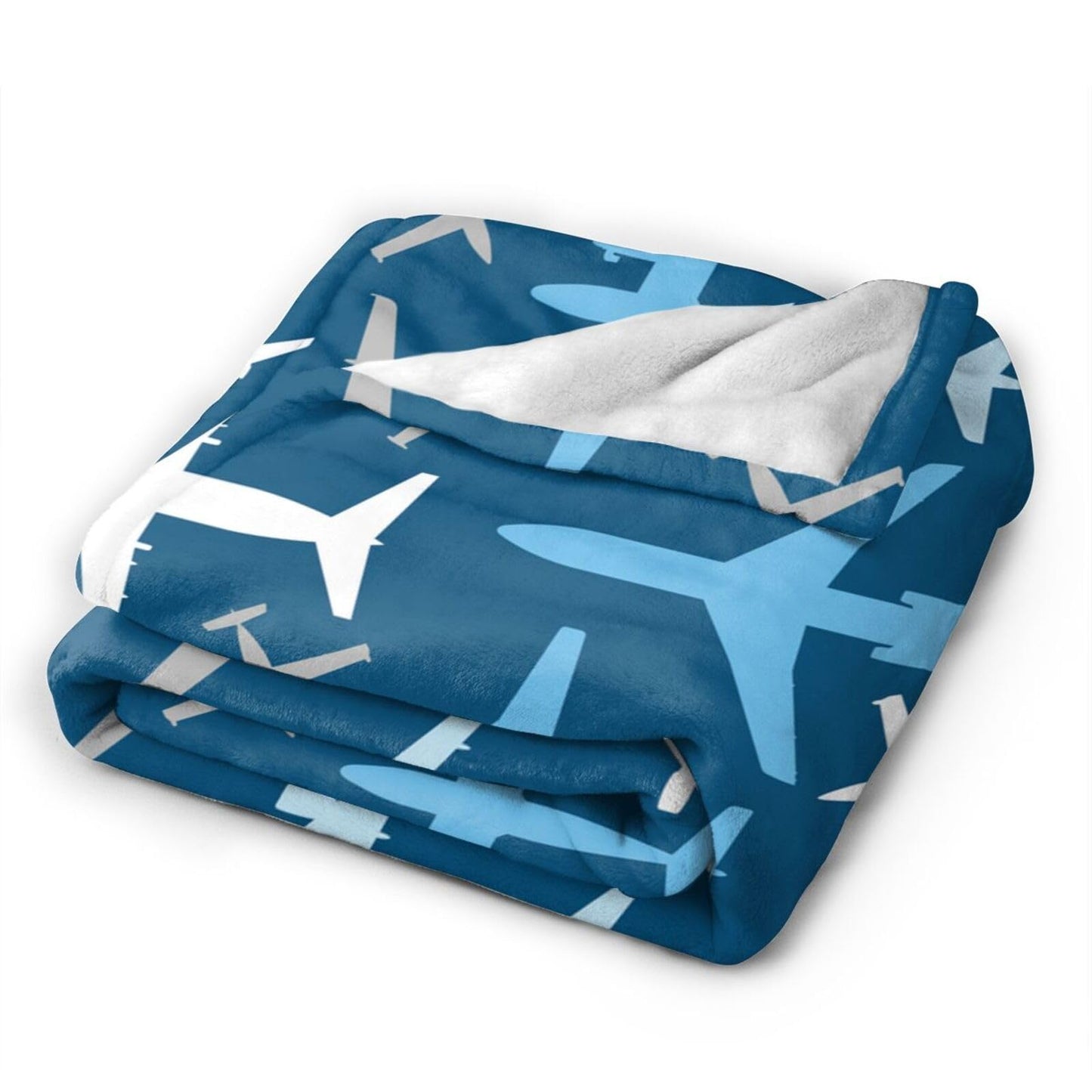 Cute Airplane Aircraft Plane Pattern Flannel Throw Blanket for Kids Boys Baby Toddler Teens Gifts Soft Warm Bedroom Throws for Home Couch Room Sofa Office Travel Camping Dorm Decor 50x40 Inch