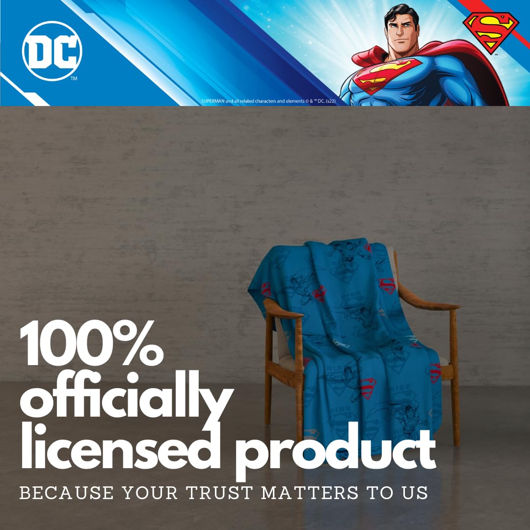 Superman DC Comics Bedding Super Soft Cozy Plush Throw, 46 in x 60 in, (Officially Licensed Product) by Franco