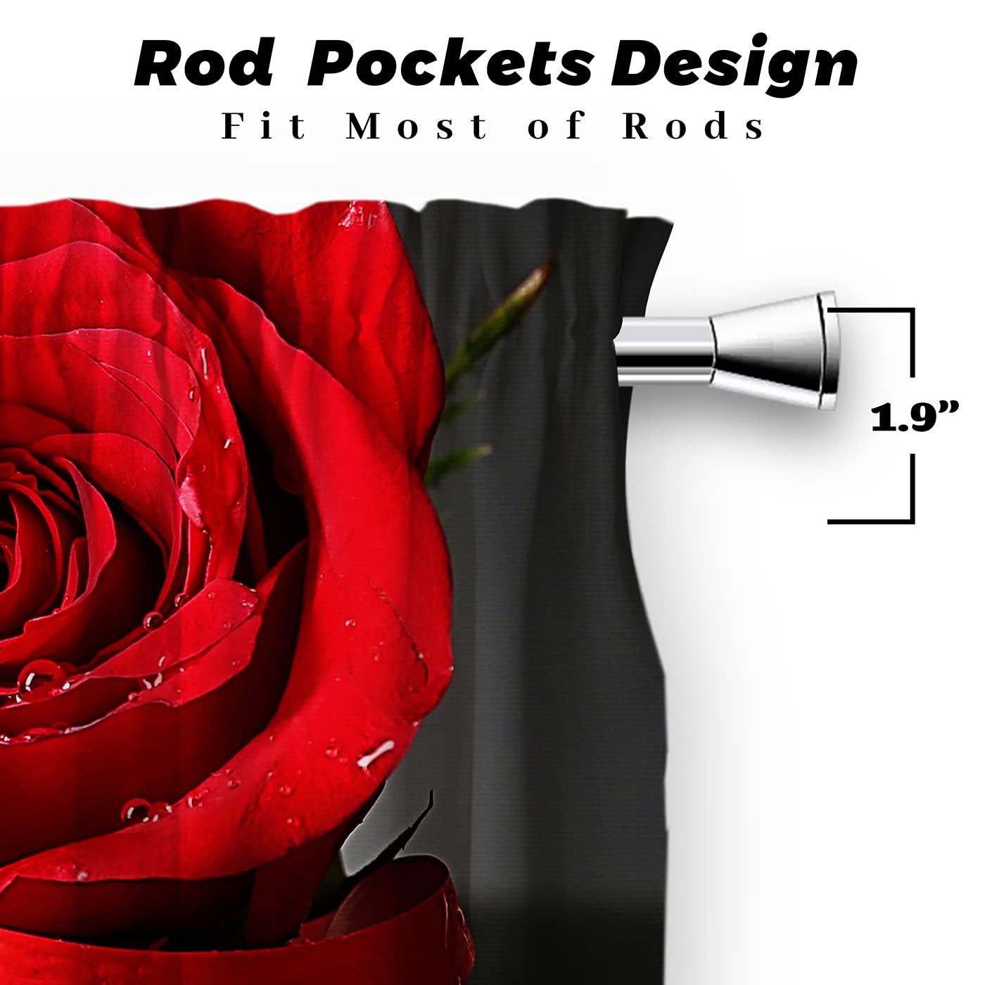 FNLNDO Red Wine Rose Kitchen Curtains and Valances Set 3 Pieces Red Rose Kitchen Curtains Floral Window Treatments for Cafe Living Room