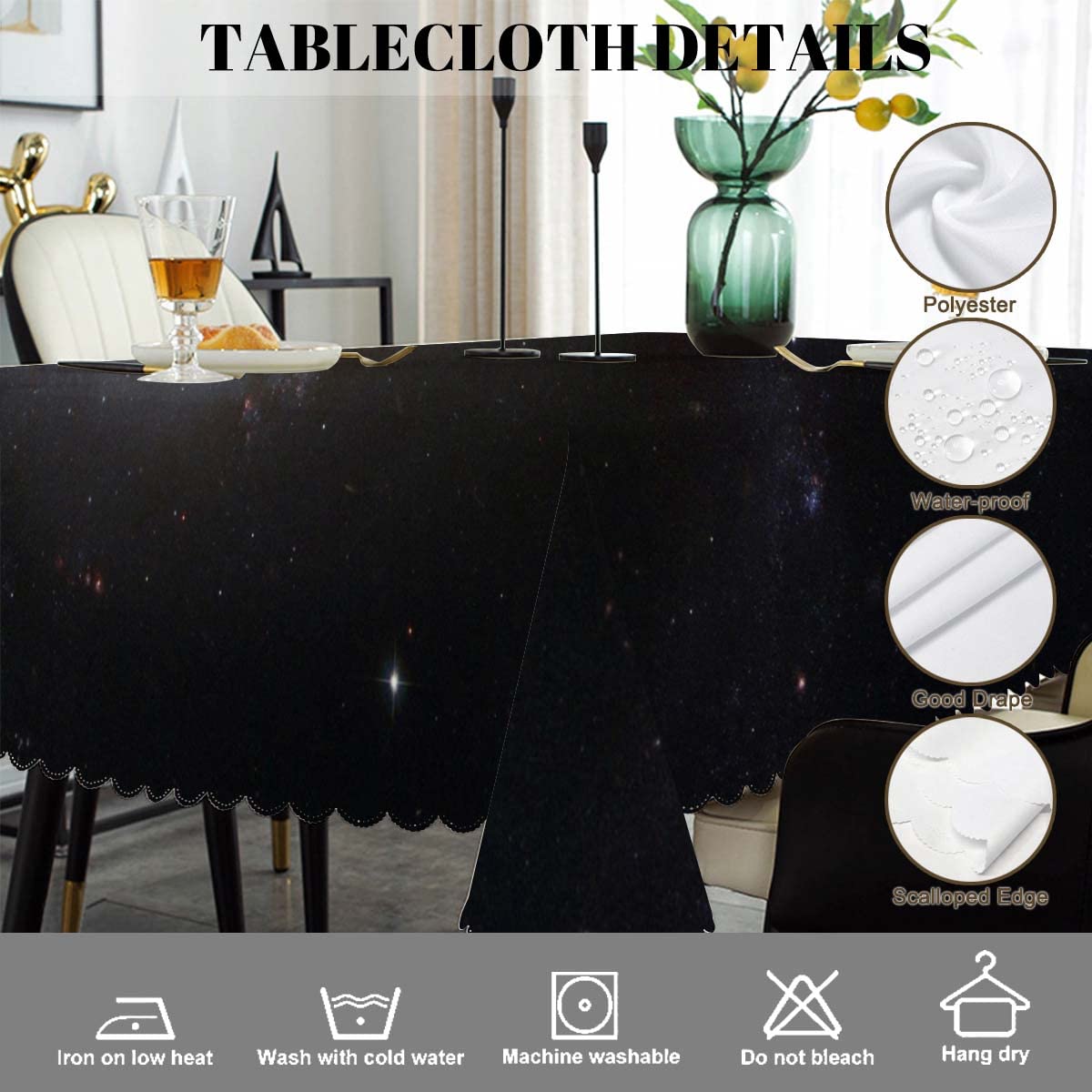 Swono Galaxy Universe Rectangle Tablecloth Spiral Stars Galaxy Space Table Cloth Dining Table Cover for Home Kitchen Restaurant Party Buffet Picnic Wedding, 52x70 Inch