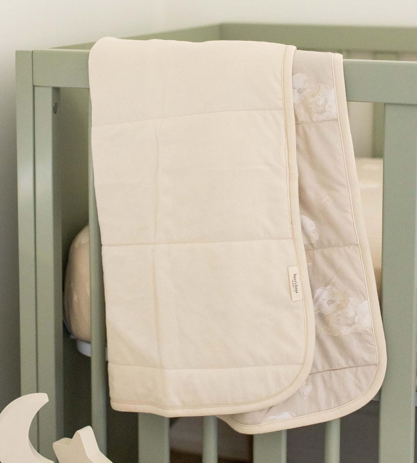 Burt's Bees Baby Infant Reversible Blanket, 100% Organic Cotton Nursery Blanket, Breathable Nursery Bedding, 30" W x 40" L