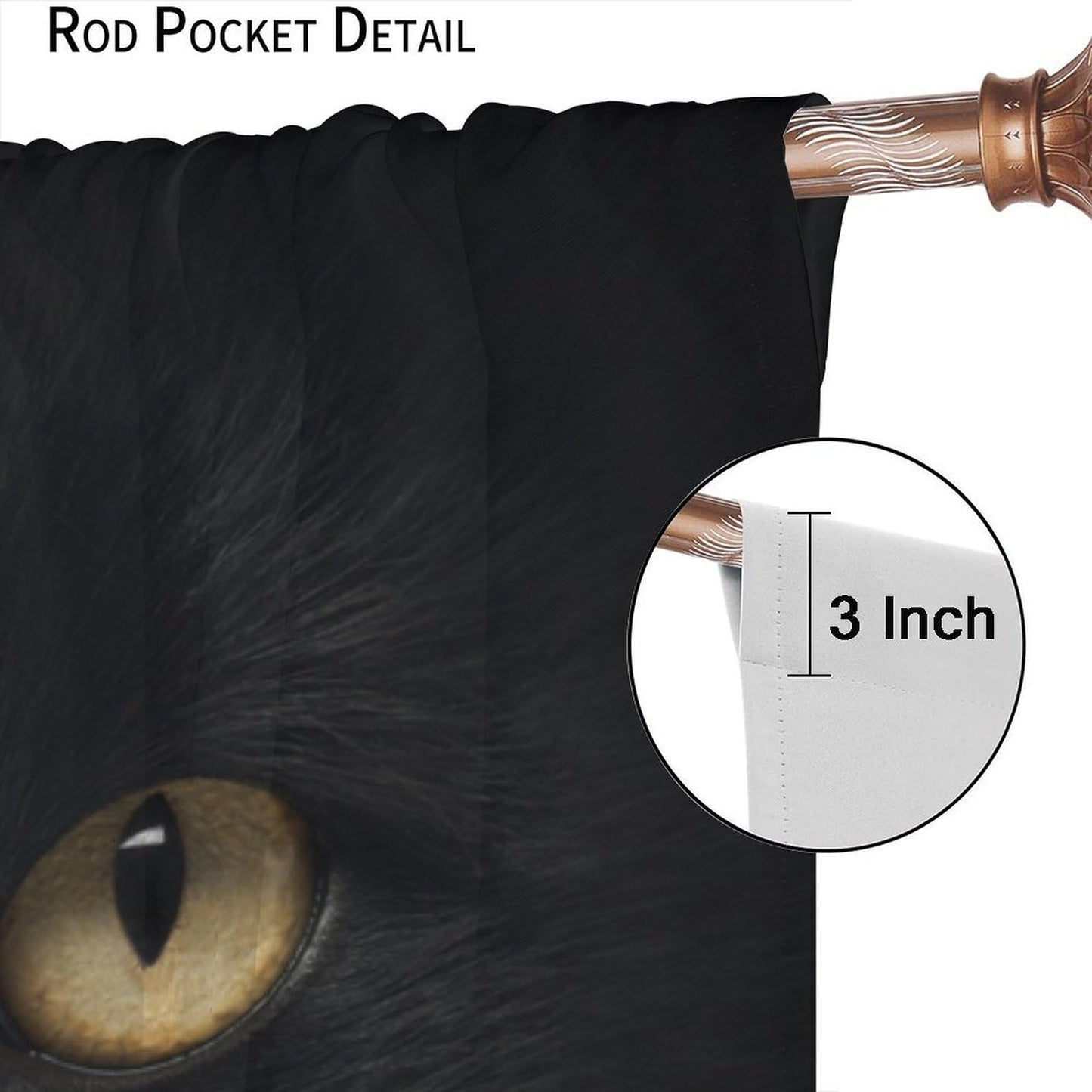 JADERYS Black Cat Blackout Curtains Cute Funny Animal Black Cat Yellow Eyes Art Print for Girls Boys Women Bedroom Living Room Rod Pocket Decoration Window Drapes 2 Panels W21xL45in