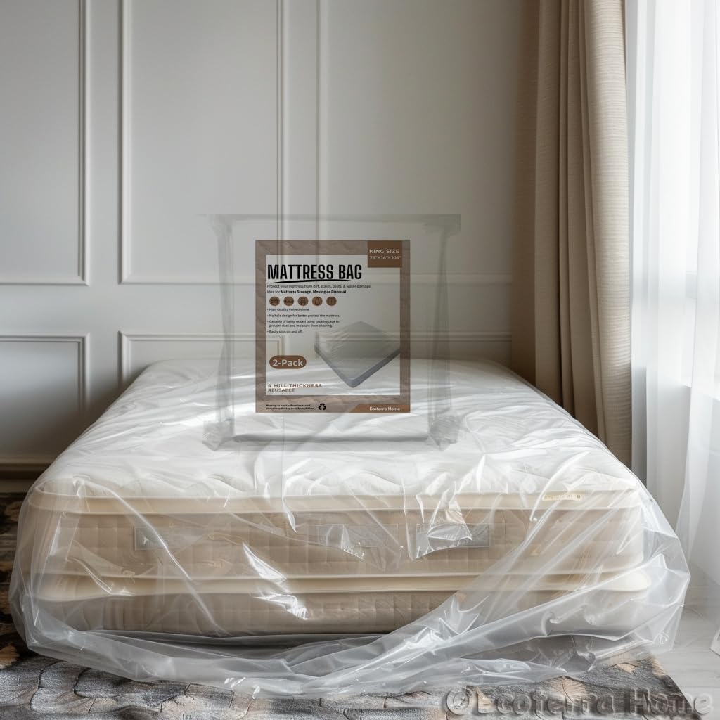 King/California King Mattress Bags for Moving, 4 Mil Thick Heavy Duty Waterproof Mattress Cover, Tear Resistant Protection, 2 Pack
