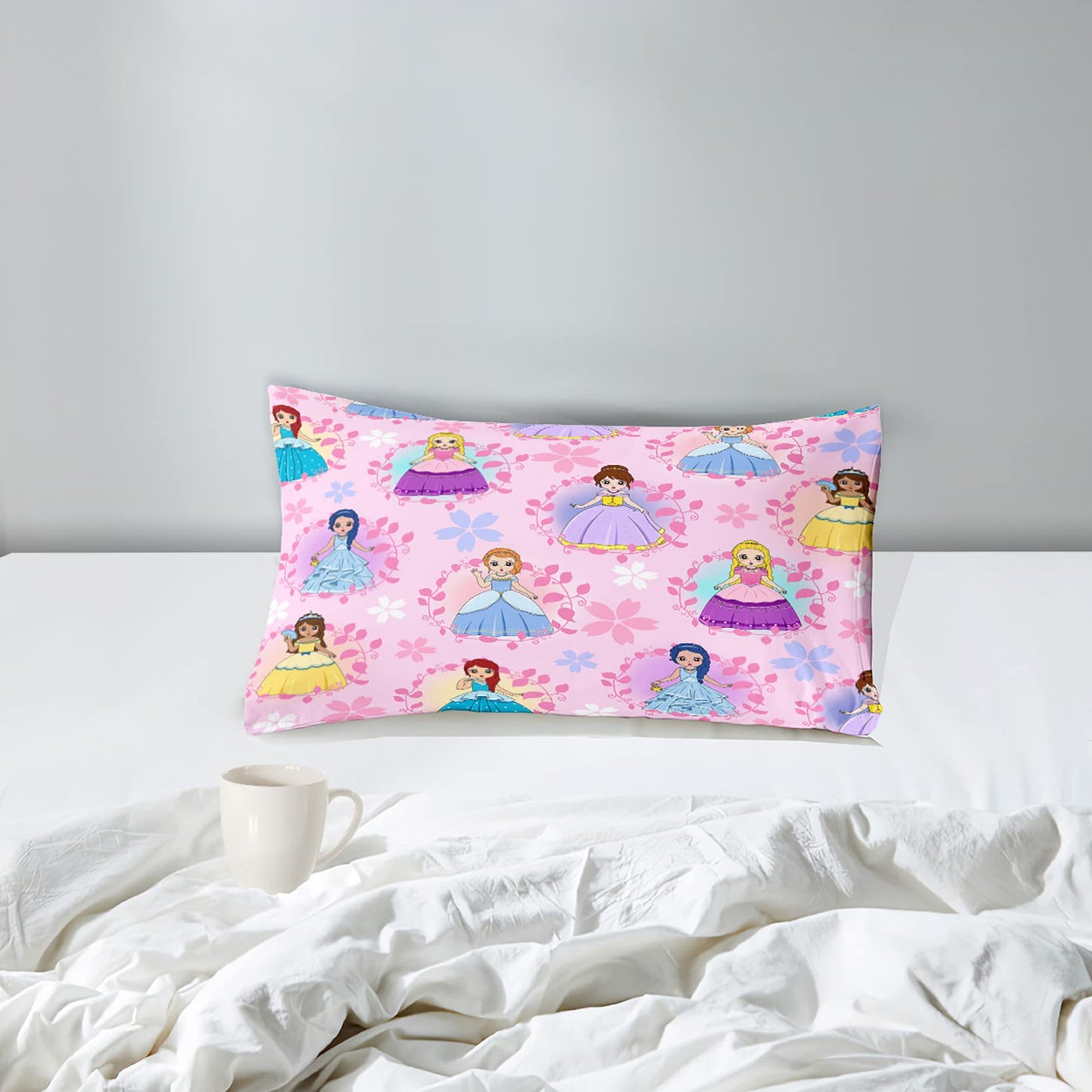 FJKJHKGJ Princess Comforter Sets Twin for Girls, Cute Princess Bedding Comforter Sets, Pink Twin Size Comforter Set for Girls Kids Twin Bedding Set with 1 Pillowcase