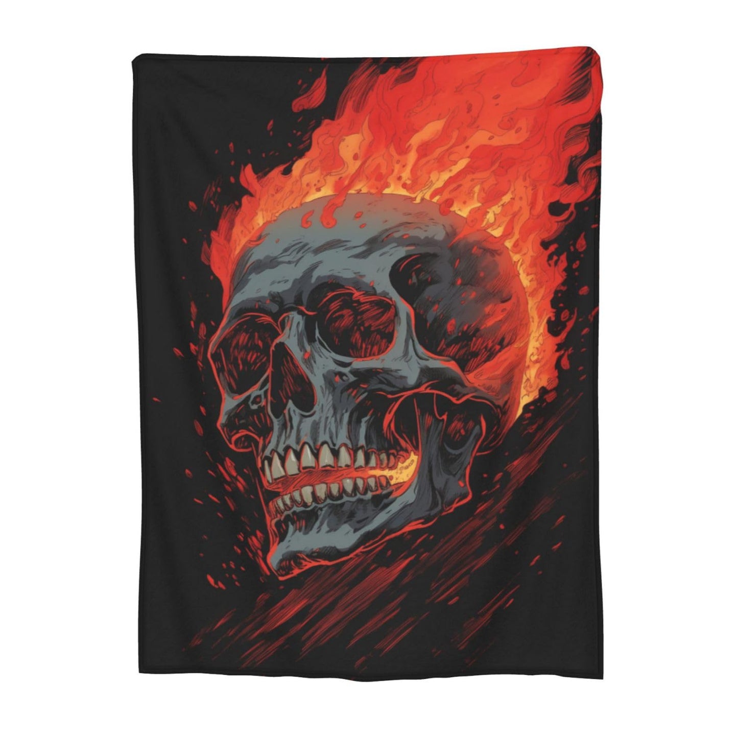 amepay Gothic Skull on Fire Blanket Gifts for Adults Women Men Skeleton Flannel Throw Blankets Soft Fuzzy Lightweight for Home Decor Couch Bed Sofa 50x40 Inches