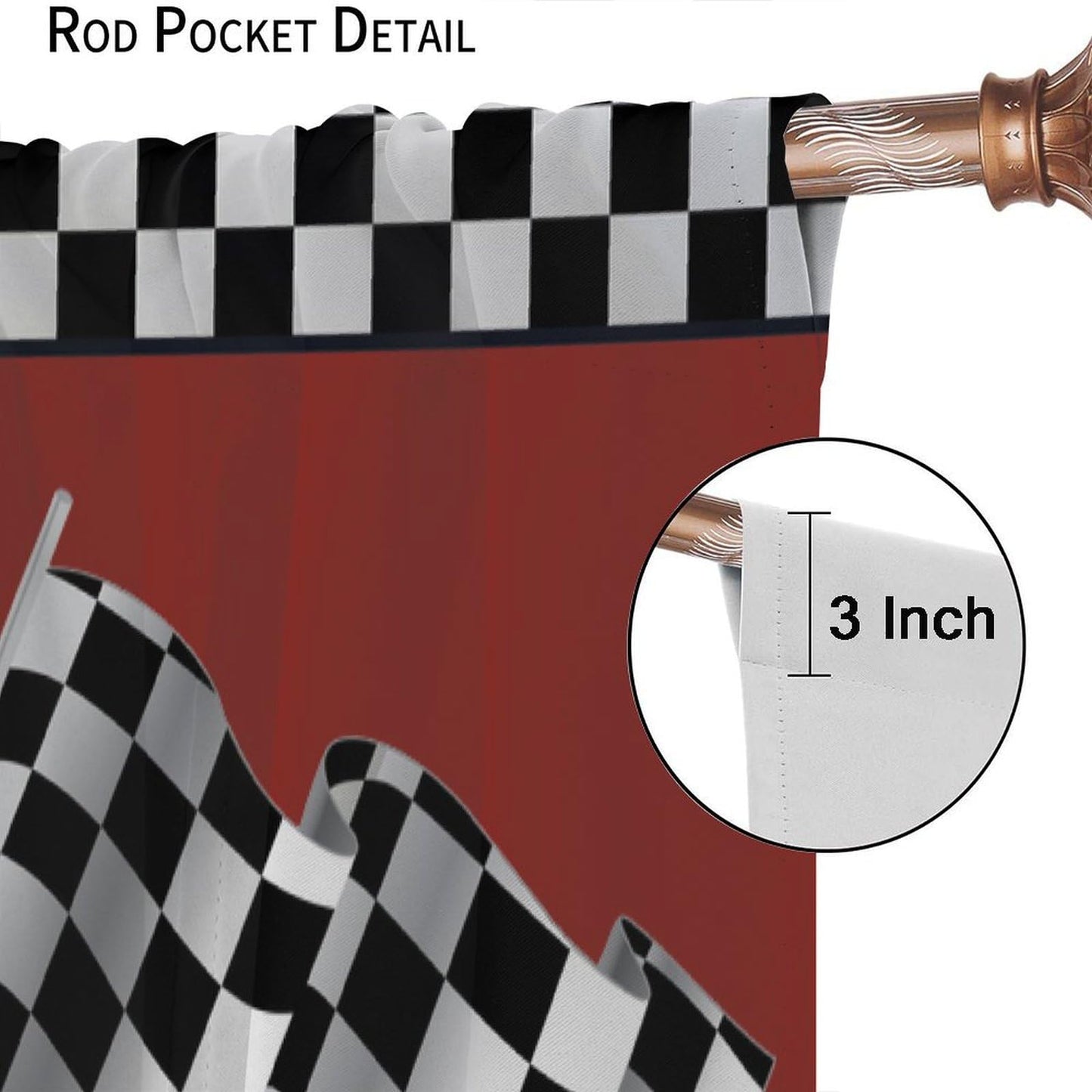 SENRUEGT Race Car Blackout Curtains for Bedroom,Abstract Modern Art Racing Car Black White Checked Flag Window Treatments for Kids Boys Bedroom Curtains 42x45 Inch, Style-3