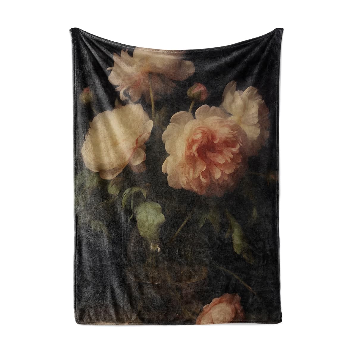 HUNXIAOJ Peony Throw Blanket Peony Gift for Women Floral Print Blanket Flower Decor Warm Soft Flannel for Girls Women Adults Bed Sofa Couch (50 in x 60 in)