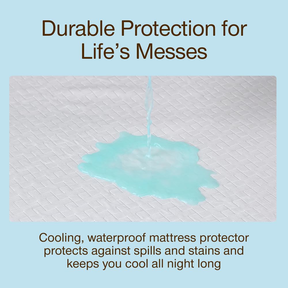 Coop Home Goods Ultra-Cool Waterproof Mattress Protector, Queen, Cooling Mattress Protector, Machine Washable Cooling Bed Cover, Whisper Quiet Waterproof Bed Cover, Queen (60x80)