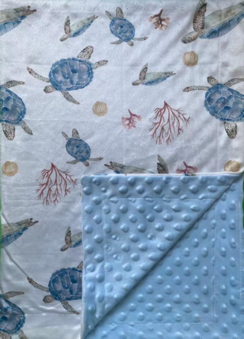 Baby Blanket for Boys Girls Super Soft Double Layer Minky with Dotted Backing Cute Cow Crib Receiving Blanket Bed Throws for Newborns Nursery Stroller Toddler 30 x 40 Inch (Turtle)