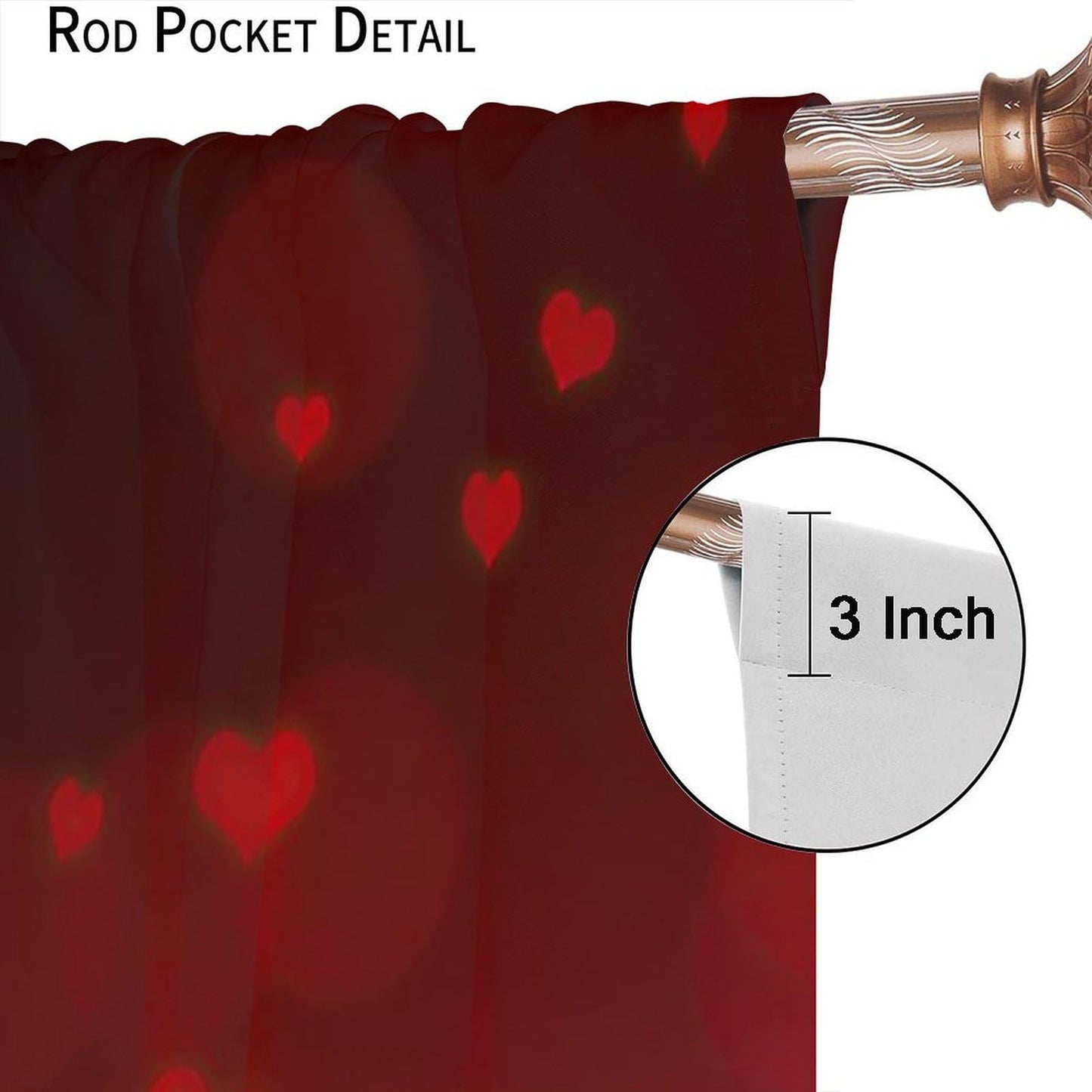 GoDazzling Red Rose Flowers Valentine’s Day Curtains, Romantic Love Pattern Curtains, for Bedroom Living Room Valentine Day Window Drapes 41" W X 45" L (No Blackout)