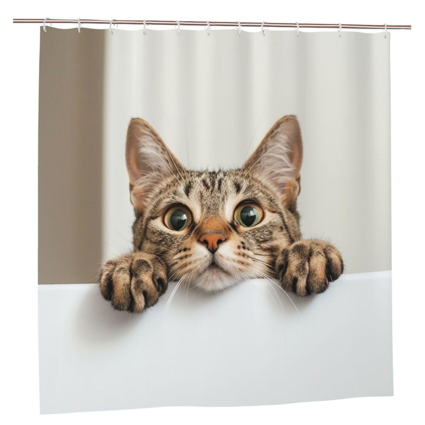 Myfsucce Funny Cat 72 * 72 Inch Shower Curtain Waterproof Bathroom Curtains with Grommets and Hooks for Bathroom Decor