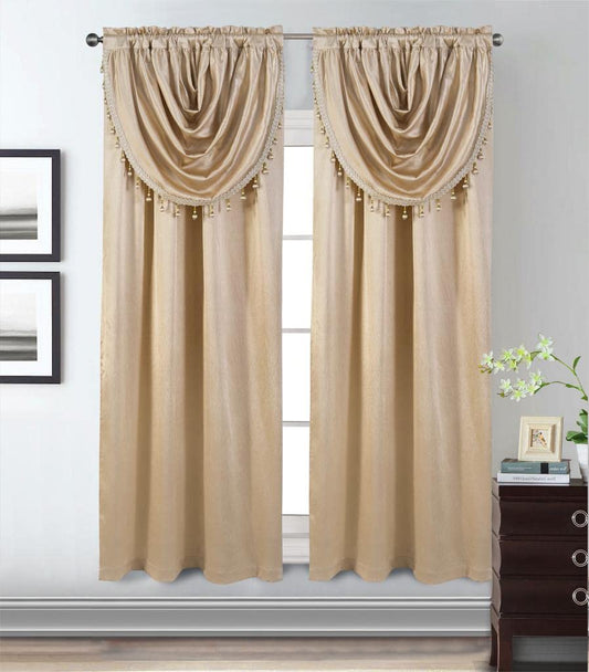 GLORY RUGS Window Panel with Attached Valance Curtain Bedroom Living Room Dining 42"X84" Cream