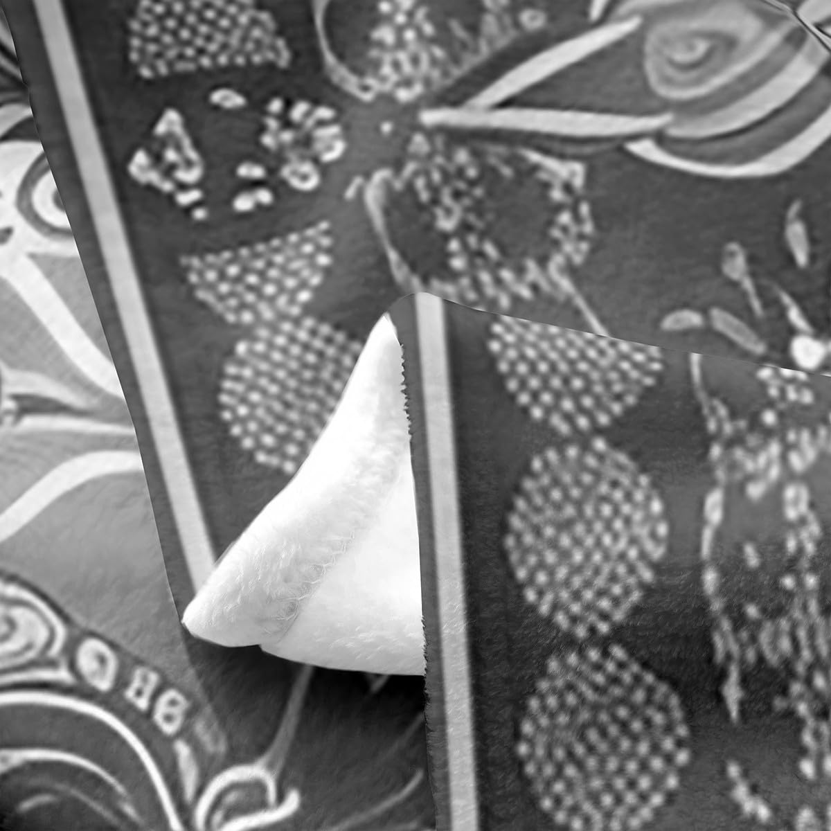 Erosebridal Mandala Flannel Blanket Queen Inch Peacock Feather Fleece Blanket Lotus Flower Leaves Print Hippie Fuzzy Plush Throw Petal Pattern Grey White Retro Living Room Decor
