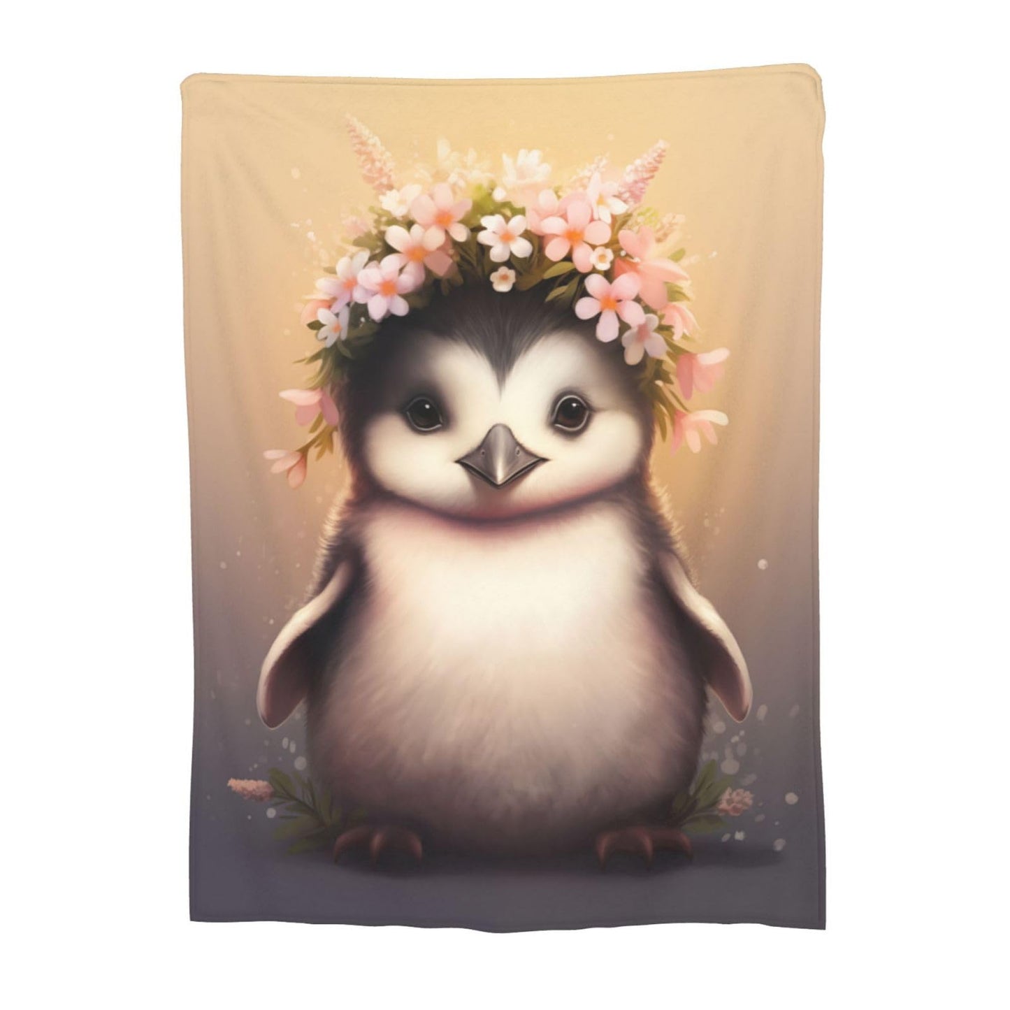 amepay Cute Pudgy Penguin with Garland Blanket Gifts for Kids Adults Cartoon Flannel Throw Blankets for Home Couch Bed Sofa Soft Fuzzy Lightweight Decor All Season 60x50 Inches