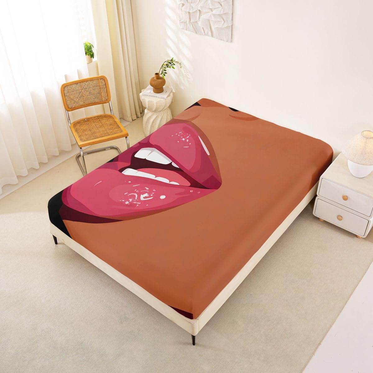 Erosebridal Black Girls Pink Fitted Sheet for Kids African Black Women Full Bedding Set Vogue Fashion Gorgeous Bed Sheets for Girls Women Teens Minimalist Romantic Makeup Sheets with 2 Pillow Cases