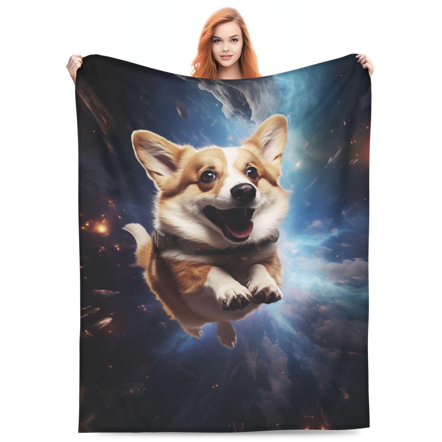 amepay Funny Corgi Blanket Gifts for Corgi Lovers Grils Boys Cute Puppy Dog Universe Flannel Throw Blankets Soft Fuzzy Lightweight for Home Decor Couch Bed Sofa 60x50 Inches