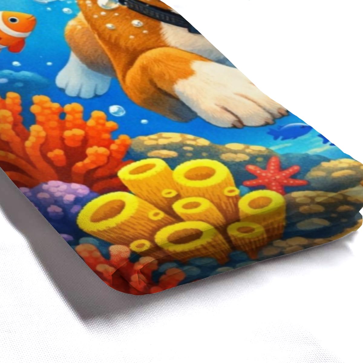REZHOCH Kids Ocean Shower Curtain 72x72Inch Fun Boxer Snorkeling Underwater Tropical Fish Coral Reef Home Bathroom Decor,Boy Girl Cartoon Animal Coastal Bath Set with Hooks