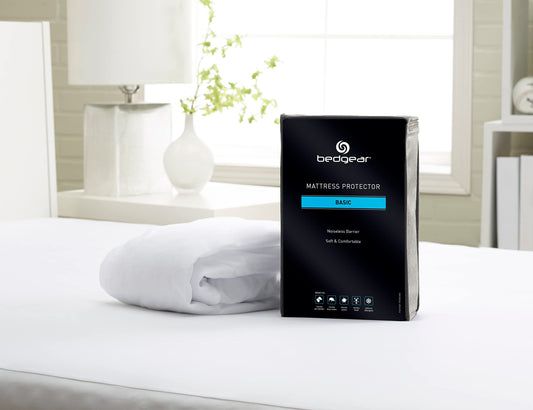 Bedgear Basic Mattress Protector –Waterproof Mattress Cover for College Dorm Beds - Lightweight, Breathable & Noiseless Mattress Pad - Machine Washable Bed Protector for Stain Protection - Queen