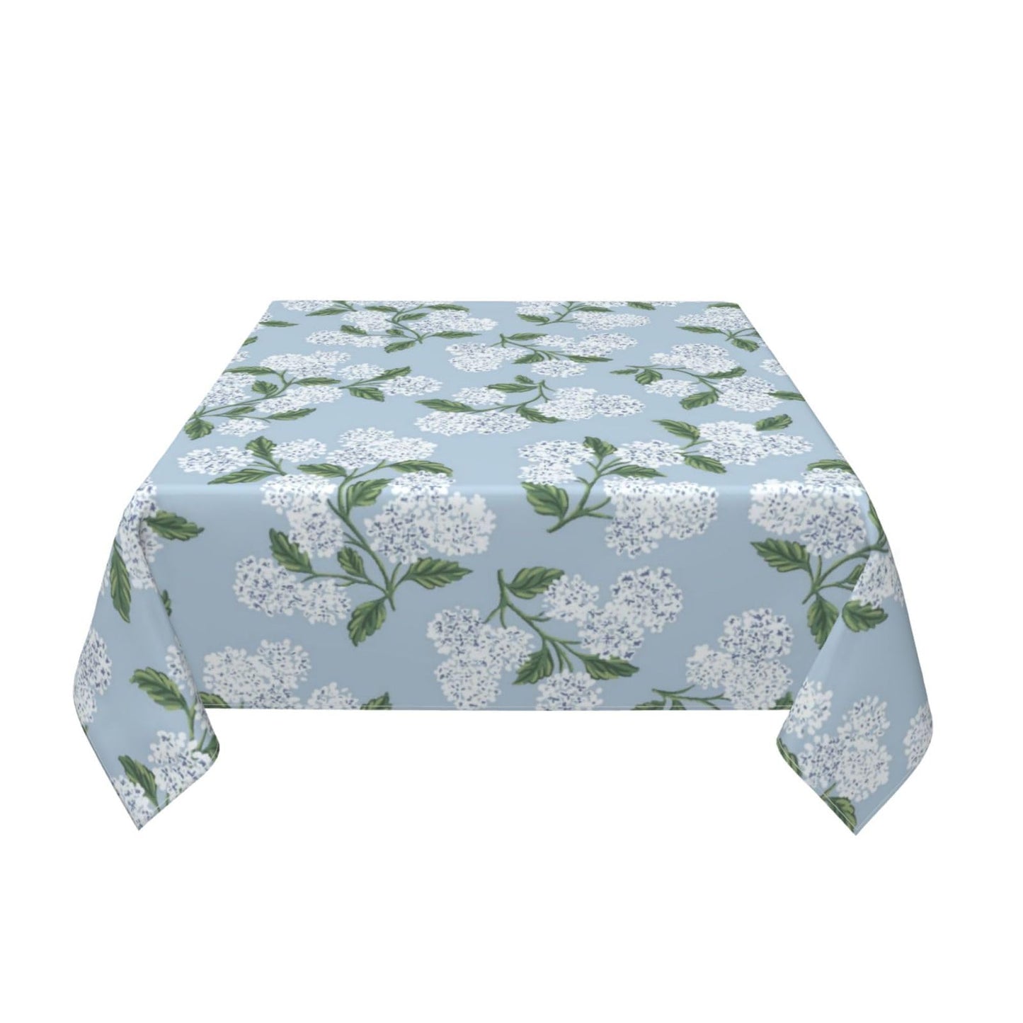 Light Blue Floral Square Tablecloth 54x54 Inch Blue Green Hydrangea Flower Table Cloth Spring Summer Holiday Table Covers Polyester Indoor Outdoor Farmhouse Tablecloths for Kitchen Dining Party
