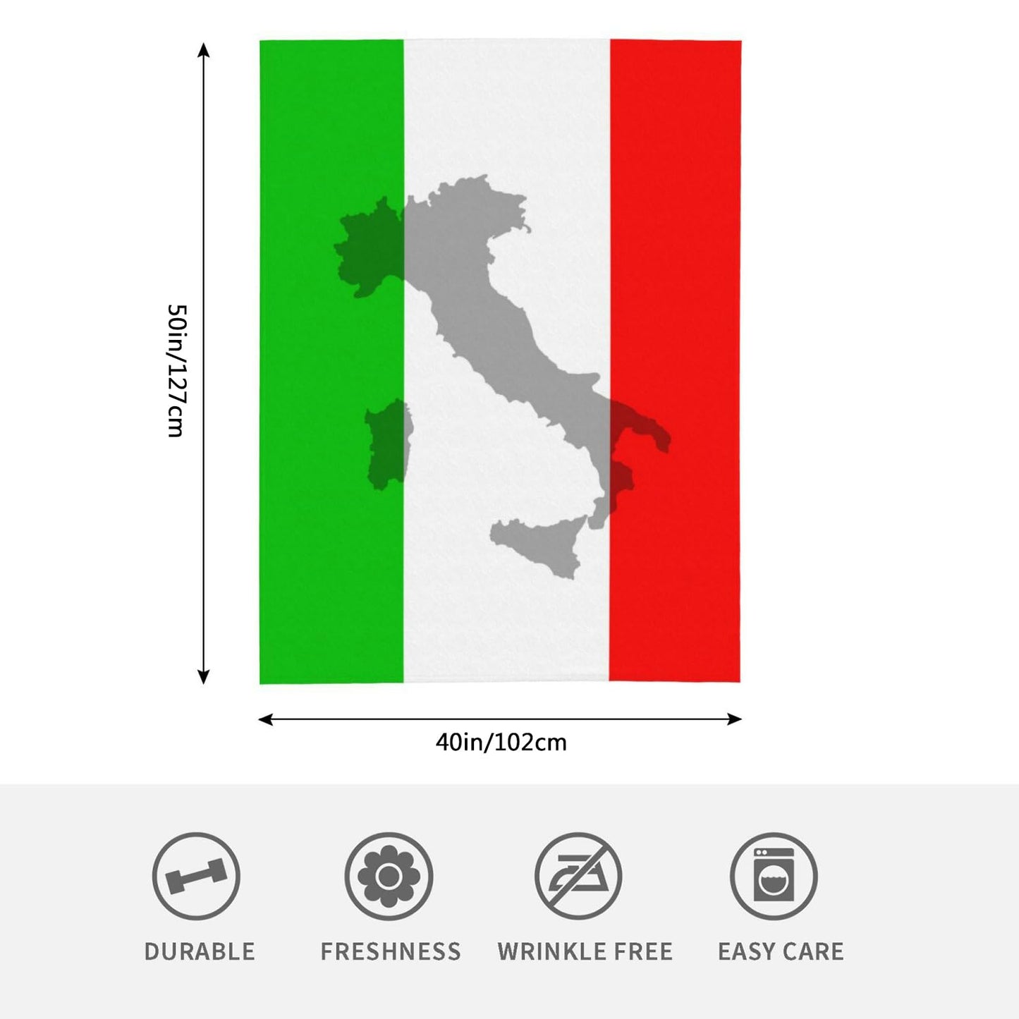 HGOD DESIGNS Italian Flag Blanket,The Contour of Italian Territory is Printed on The Flag Decor Blankets Soft Warm Throw for Women Birthday, Home Living Room Decoration 40"x50"