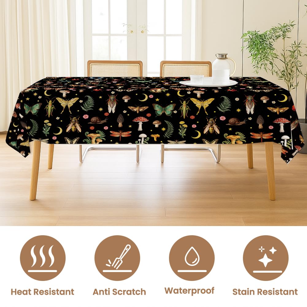 ANATTASOUL Butterflies and Moths Rectangle Table Cloth Waterproof 6ft Fall Tablecloth, 84"x60" Stain Resistant and Wrinkle Free Table Cover for Dining Party Buffet Camping Wedding