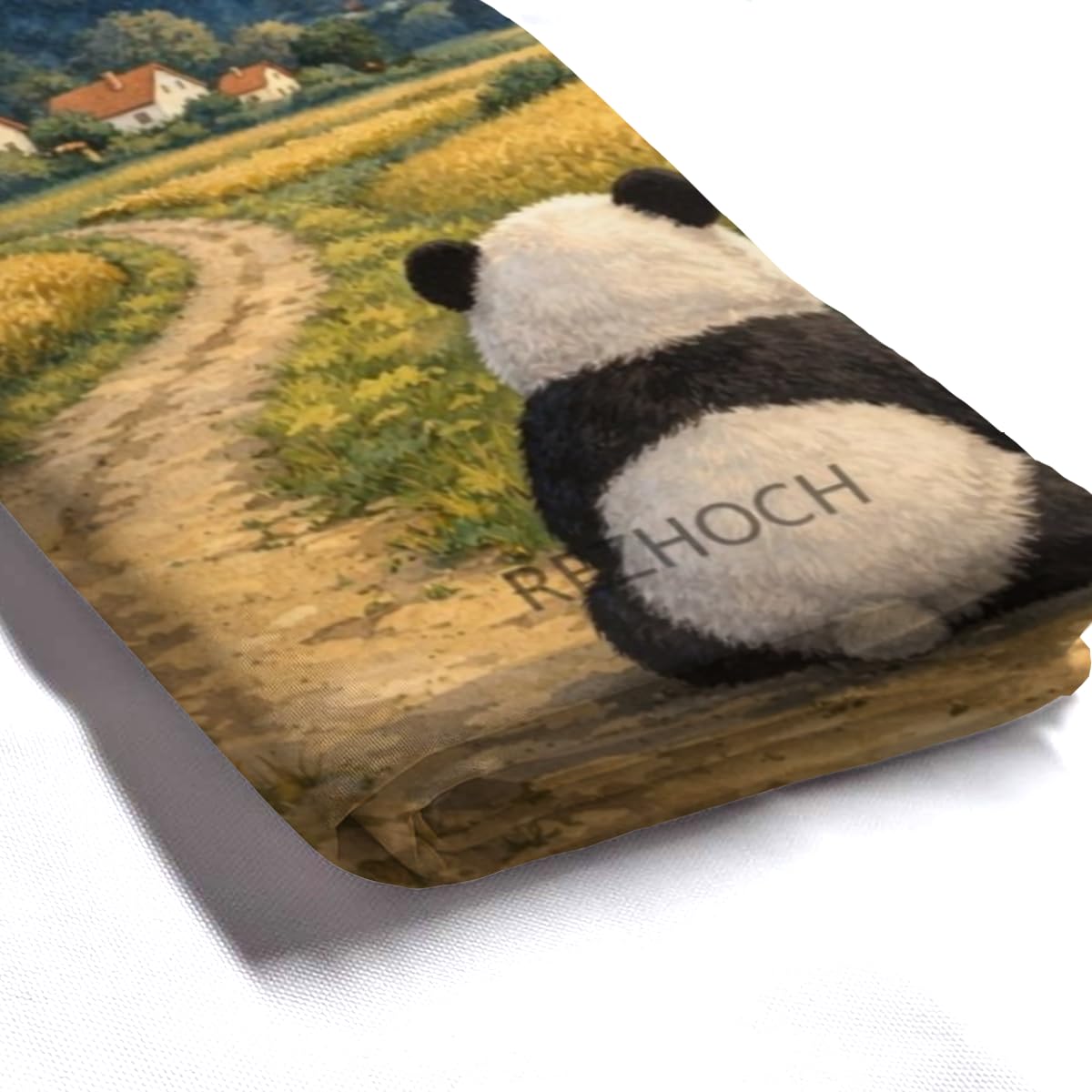 REZHOCH Moonlit Country Fun Panda Shower Curtain 72x72Inch,Cute Girl Animal Home Hotel Bathroom Decor,Farmhouse Rustic Nature Night Sky Full Moon Waterproof Fabric Bath Set