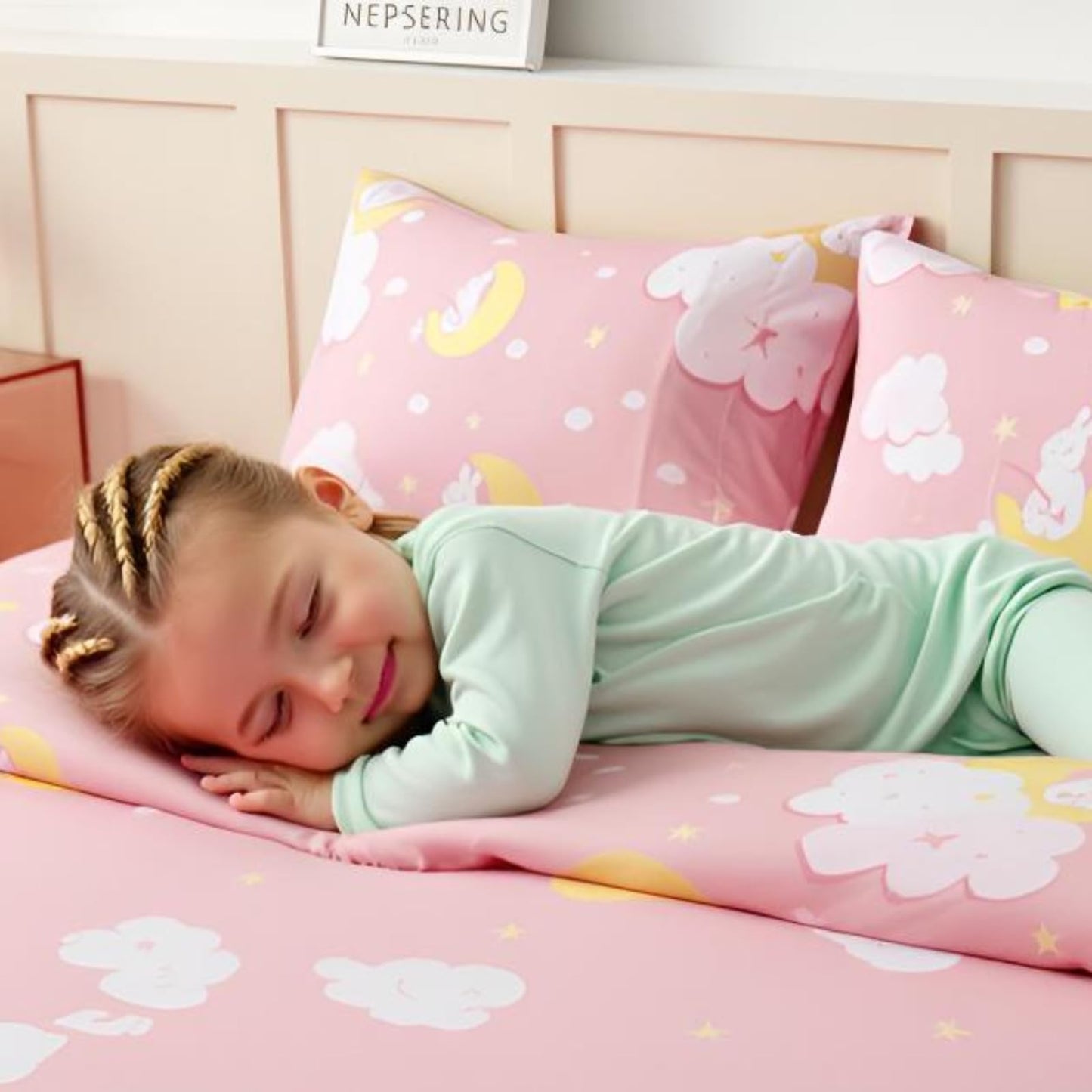 Swiftify Twin Sheet Set for Kids Girls, 3-Piece Bed Sheet Set for Toddler, Soft Brushed Microfiber Bedding, Deep Pocket, Wrinkle & Fade Resistant, Pink Bunny