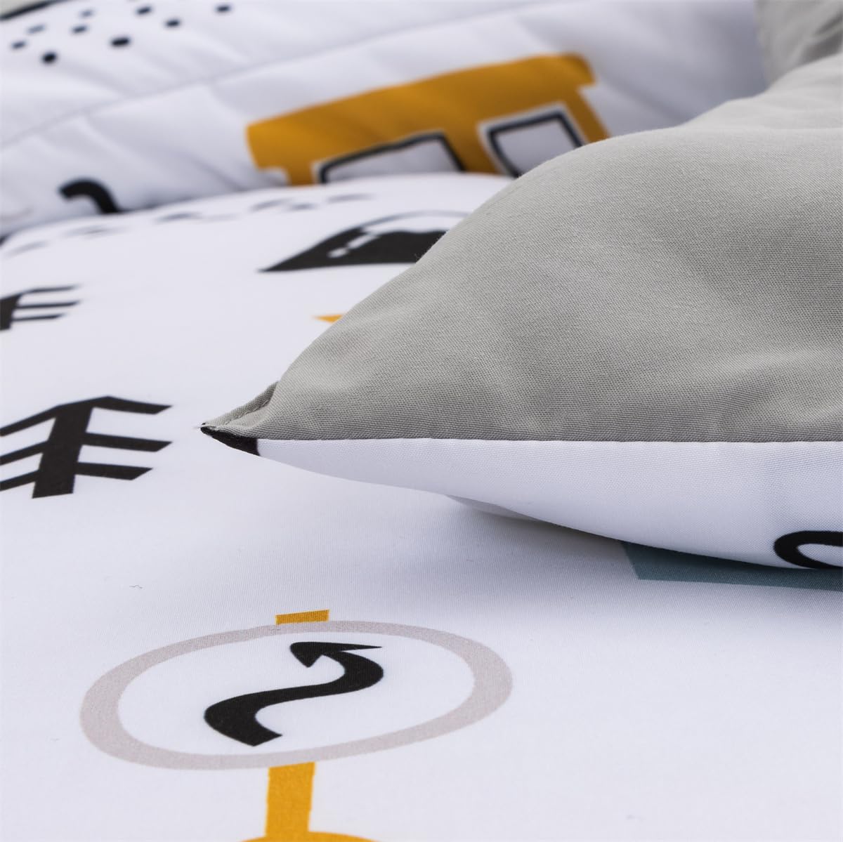 NTBED 5 Pieces Construction Truck Twin Comforter Set for Boys Kids Forest Vehicles Excavator Lightweight Microfiber Bedding Sets