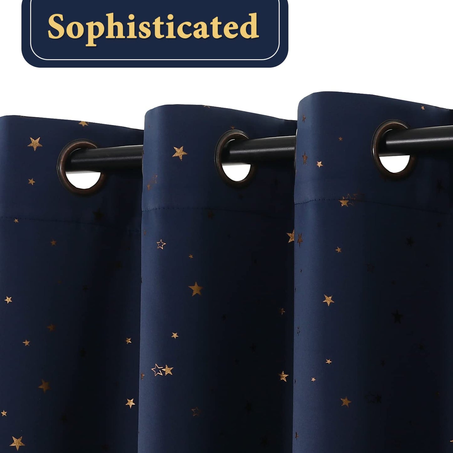 H.VERSAILTEX Blackout Star Curtains for Kids Room Boys Girls Twinkle Stars Thermal Insulated Cute Thick Soft Curtain Drapes, Grommet Top, 1 Panel, 52" W x 63" L, Navy/Bronze