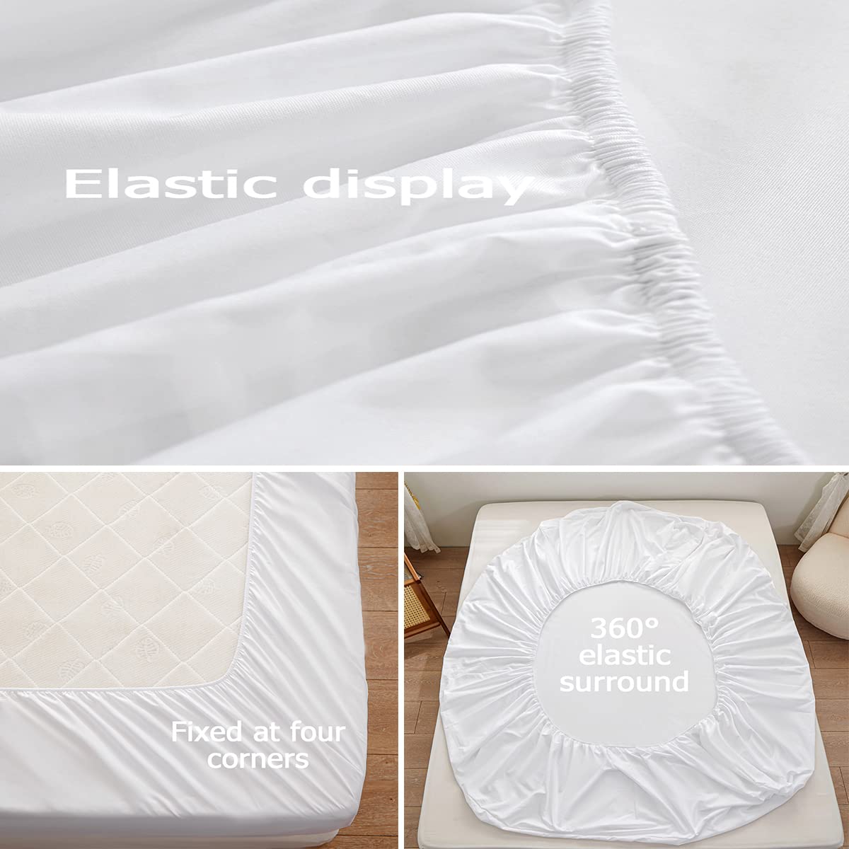 Rushrushlulu Bedding Queen Size Fitted Sheet Only- Bottom Mattress Fitted Sheet-Fits 15inches Deep Mattress Pocket -Soft and Microfibe-Shrinkage and Fade Resistantr-Easy Care-White