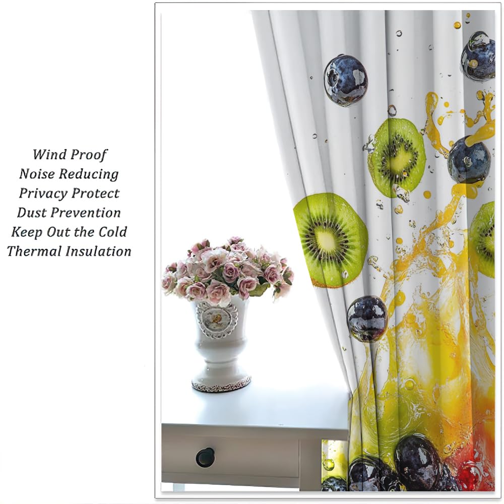 SOPIYRIO Country Fruits Blackout Curtains for Home Decor Summer Juice Modern Fruits Rod Pocket Thermal Insulated Drapes Darkening Window Curtain for Bedroom Living Room 2 Panels 21 W x 45 L inch