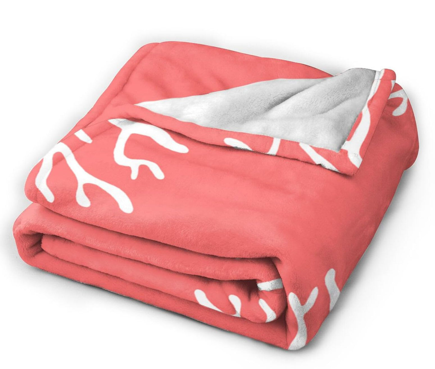 HGOD DESIGNS Beach Coral Fleece Throw Blanket Soft Cozy Coral Fuzzy Blanket Caring for Women & Adults Ocean Coral Pink Branch Reef Nature Red White Plush Microfiber Blanket 40"x50"