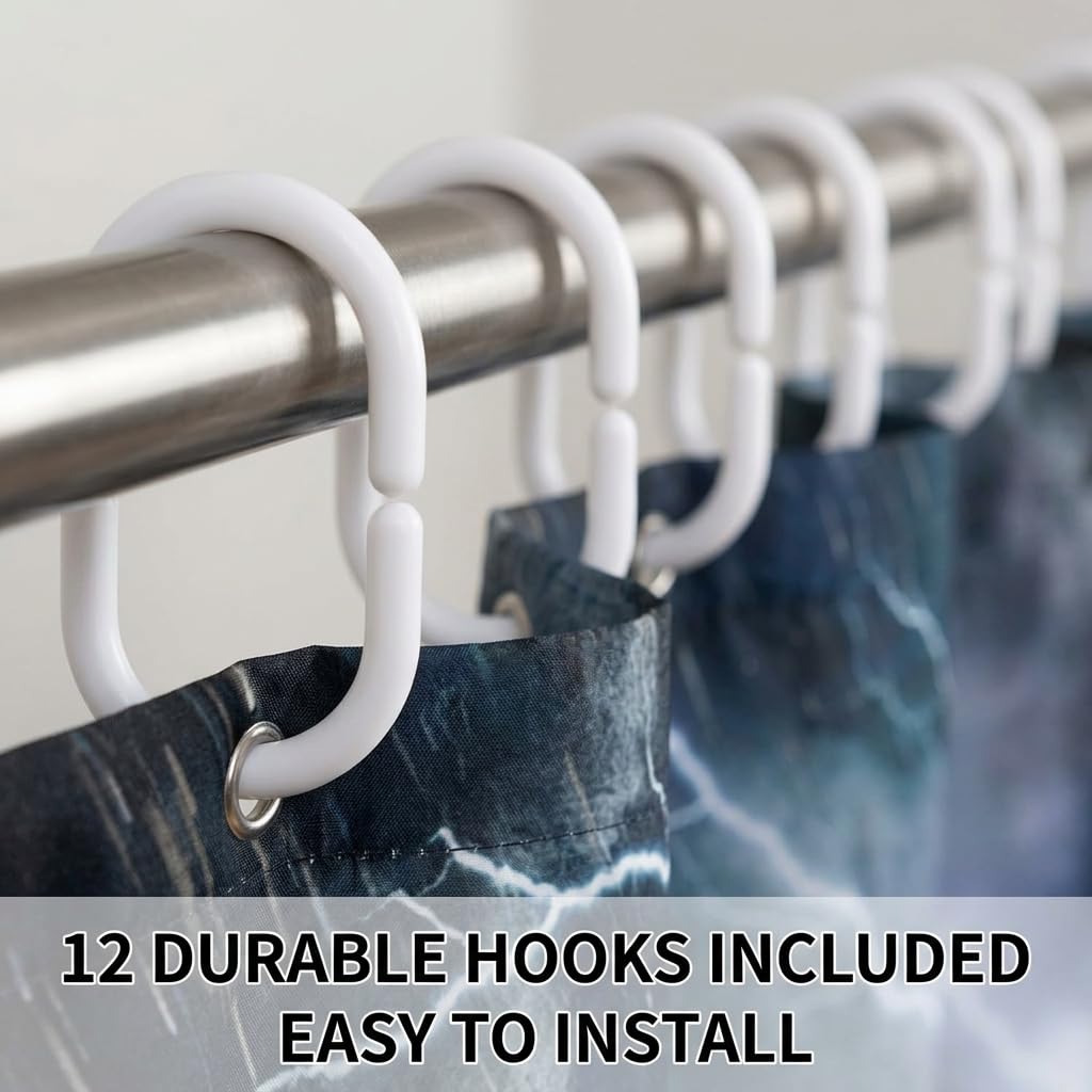 HUAZIYU Thunderstorm Cloud Shower Curtain Set, Dark Sky Weather Art
