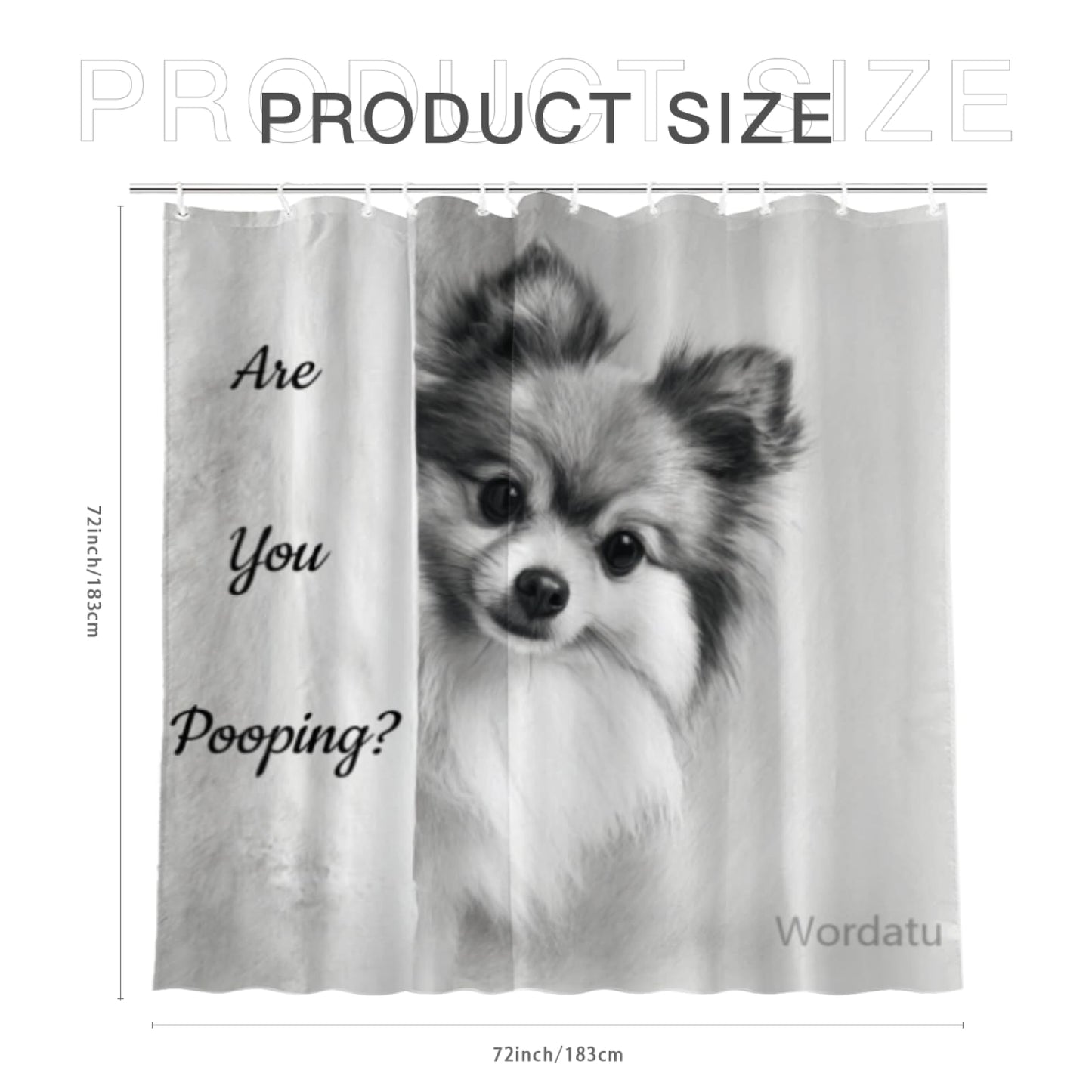 Wordatu Pomeranian Shower Curtain Bathroom Set 72x72 Inches are You Pooping Bath Animal Bath Animal Pet Dog Art Home Decor 12 Hooks