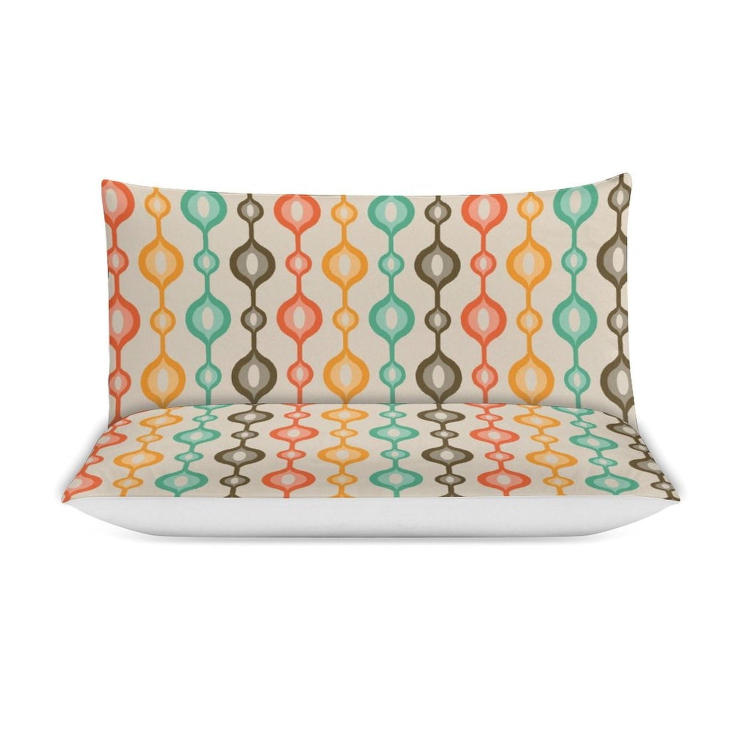 Modern Mid Century Duvet Cover Retro Atomic Bedding Set, Rainbow Grid Comforter Cover Vintage Fifties 1950s Bed Set, Abstract Art Bedding 3 Piece (1 Duvet Cover 86"x70" + 2 Pillow Sham 20"x30")
