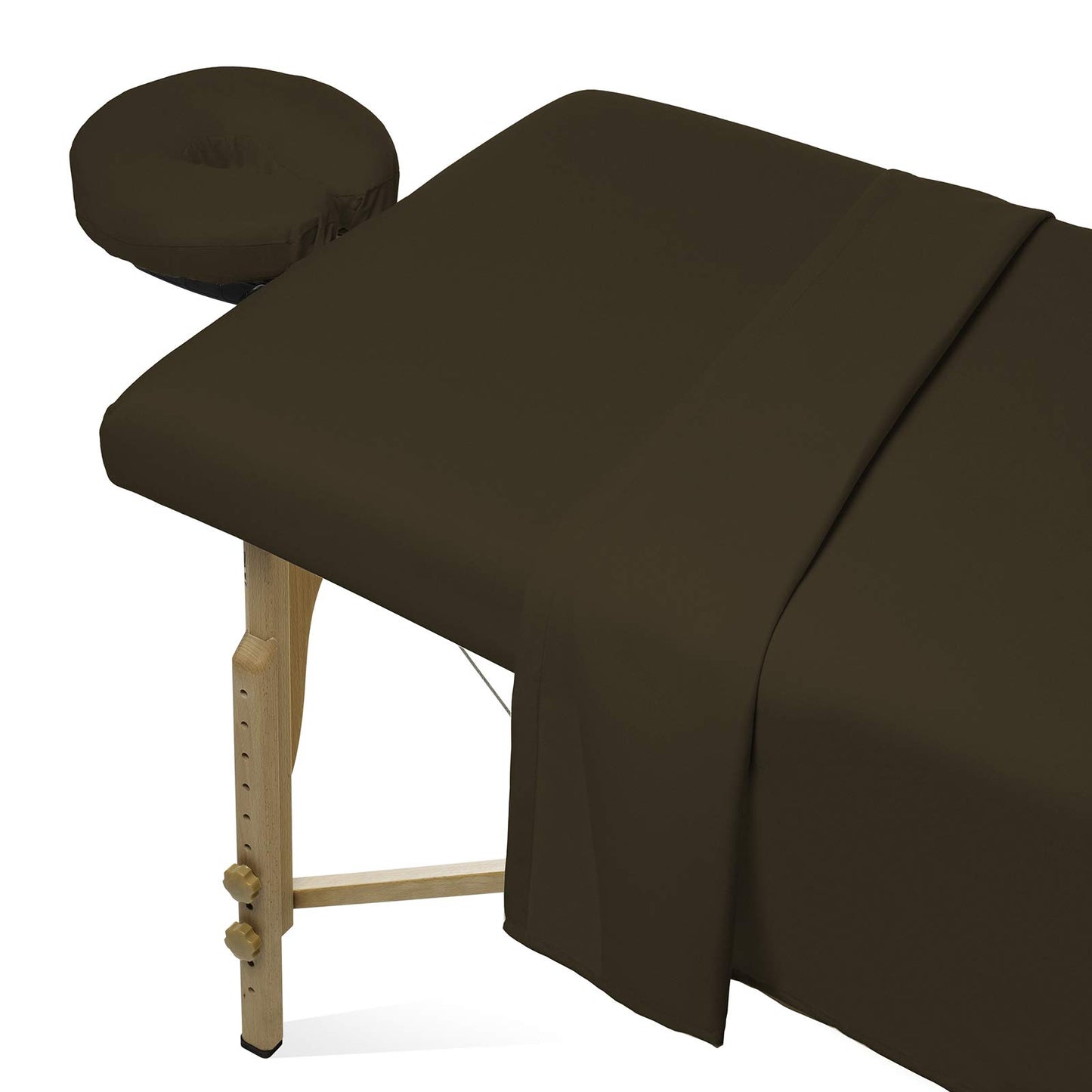 Saloniture 3-Piece Microfiber Massage Table Sheet Set - Premium Facial Bed Cover - Includes Flat and Fitted Sheets with Face Cradle Cover - Chocolate Brown