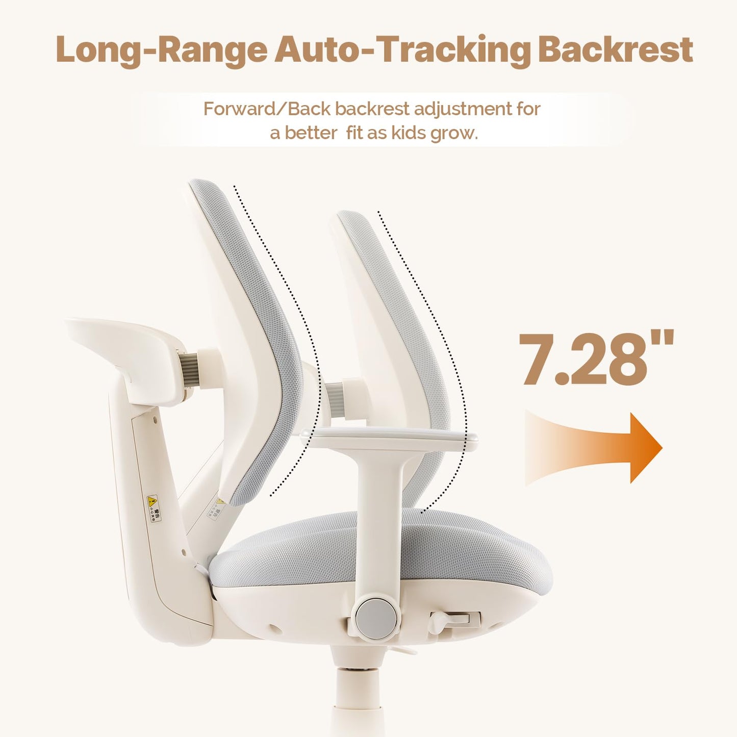 Ergonomic Kids Desk Chair with Adaptive Back Support, Adjustable Footrest, and 90° Flip-Up Armrests — Breathable Study Chair for Ages 3-12, Fits Home Office and Bedroom
