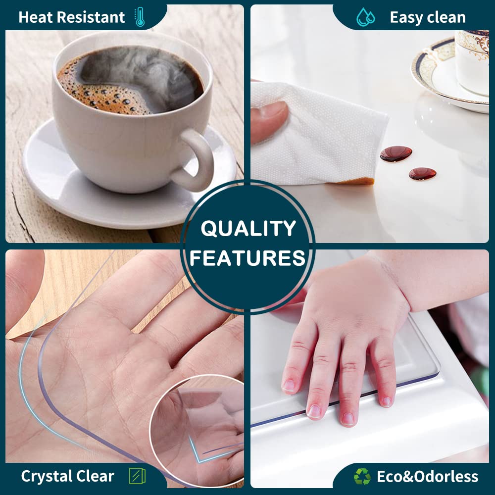14x24 in Office Desk Blotter Mat Clear Plastic Table Protector Cover Pad PVC Transparent Topper Surface Proection Pad Anti Scratch Table Mat Glass Dinner End Waterproof Easy Clean