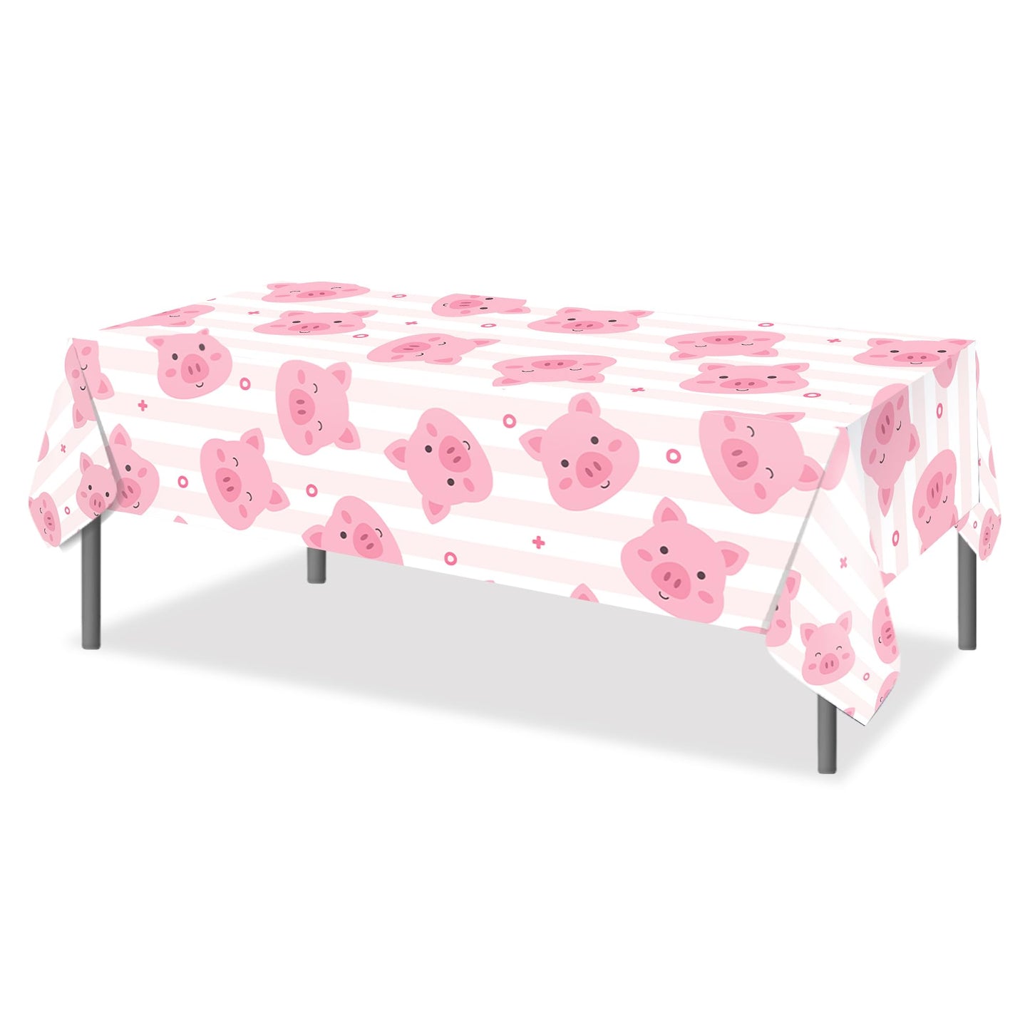 CC HOME 1Pc Pink Pig Party Plastic Tablecloth 54 x 87 Inch Farm Animal Long Rectangular Table Cover for Buffet, Cute Piggy Baby Shower Party Holiday Dinner, Picnic Tablecloth for Kitchen Event Use